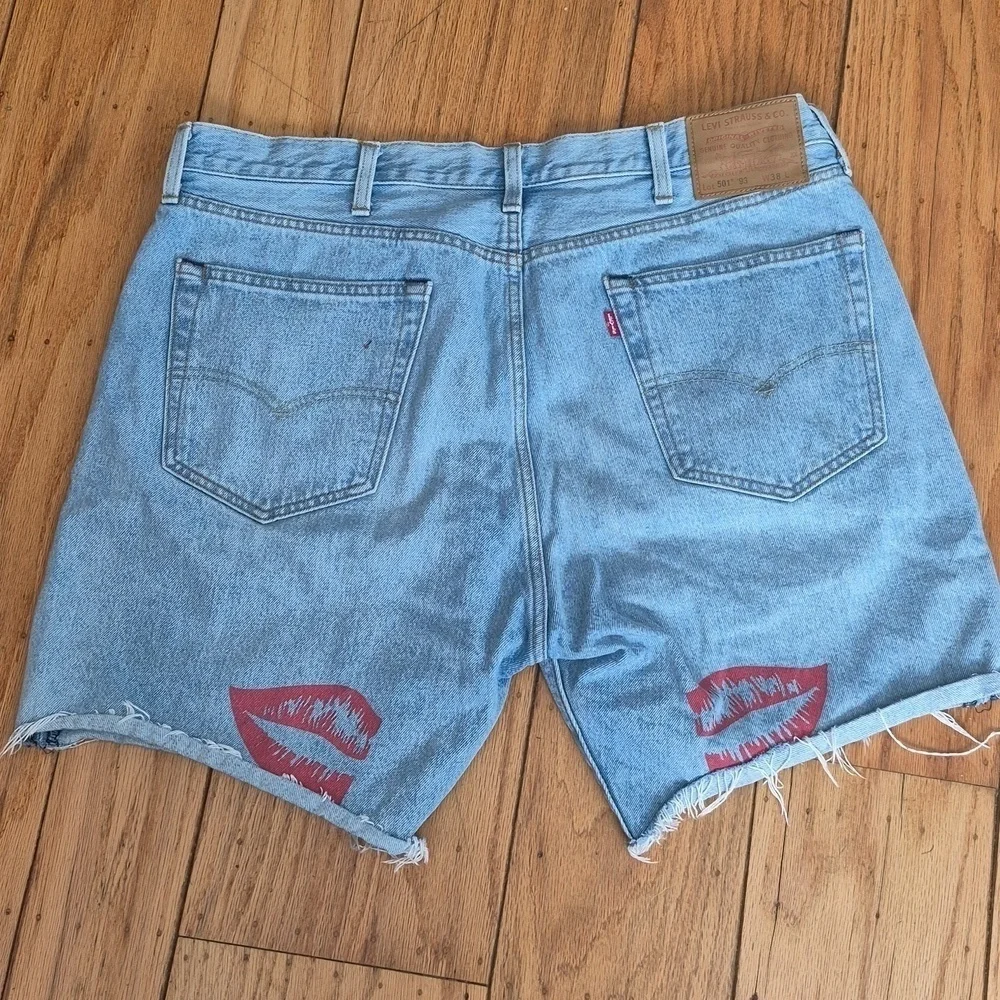LEVI'S 501 Light Blue Denim '93 Cut-Off Jean Shorts Sz  38 Button Fly